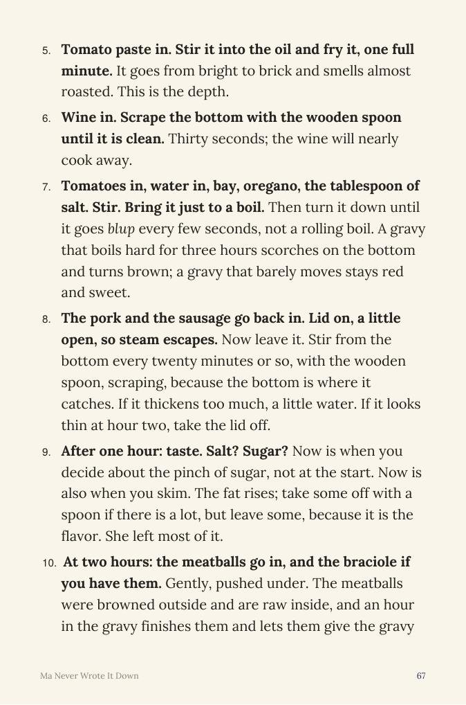 Page 67: the Sunday gravy, step by step